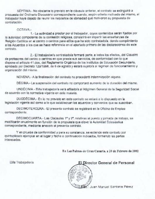 Equipo Nizkor - Canarias: Modelo de contrato de trabajo de duración  indefinida para prof. de religión.